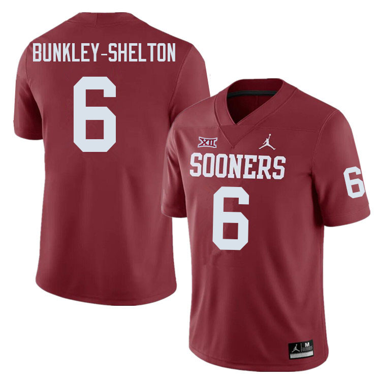 Men #6 LV Bunkley-Shelton Oklahoma Sooners College Football Jerseys Sale-Crimson